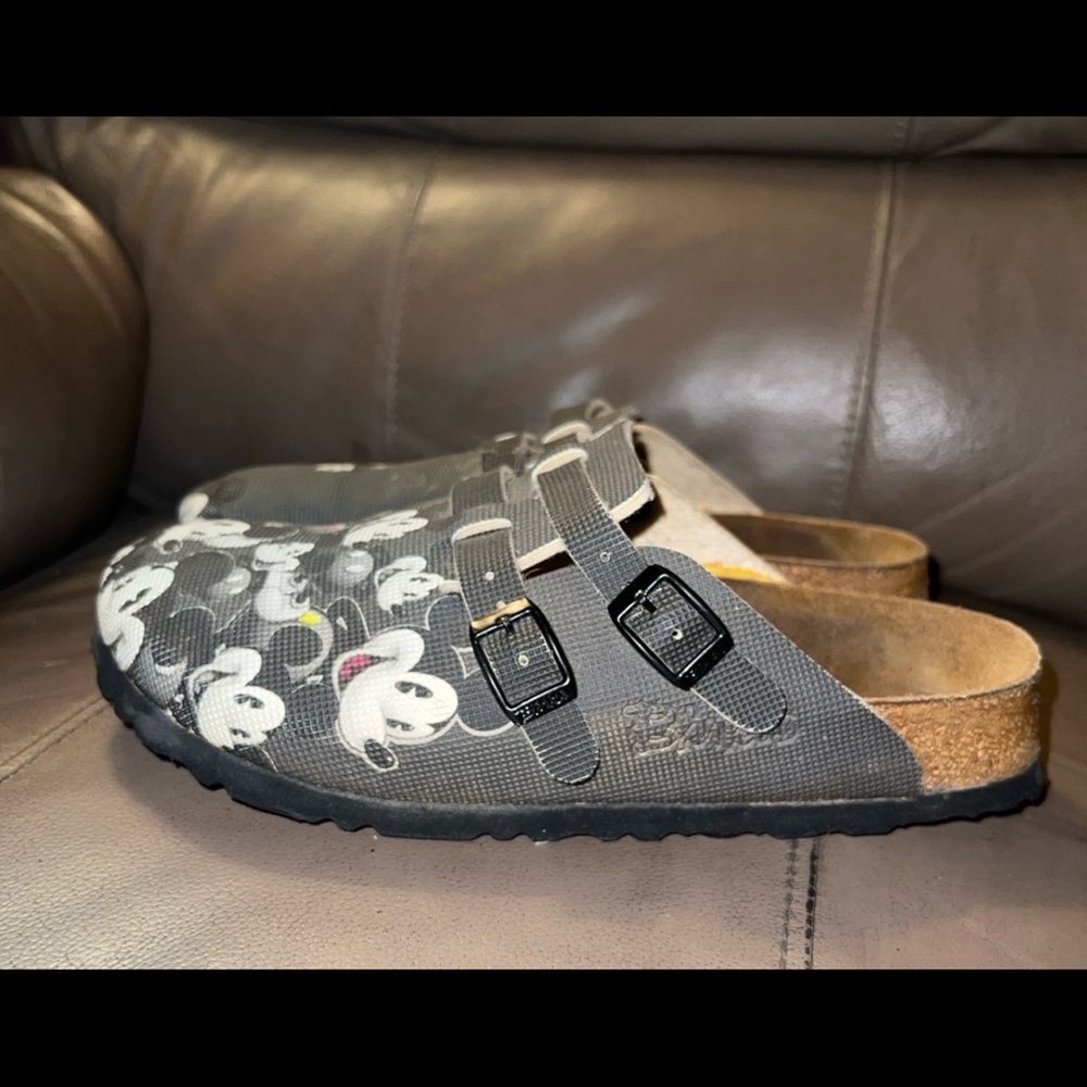 Birkenstock Black Mickey Mouse Pattern Arizona Clogs